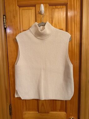 Abercrombie & Fitch Cream Sleeveless Turtleneck Knit Sweater